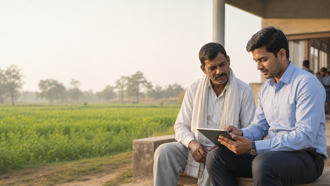 Kisan Credit Card application reviewed on a digital banking tablet